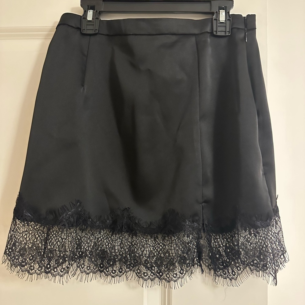 Black Satin Lace Skirt